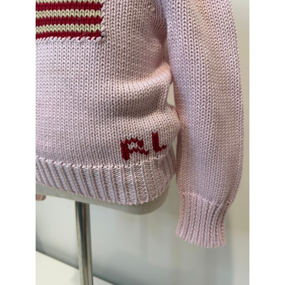 Polo Ralph Lauren Toddler American Flag Classic Crewneck Sweater, Pink, Size 3T - Picture 3 of 6